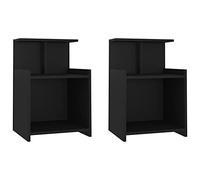 vidaXL 2x Bed Cabinets Chipboard Nightstands Drawer Storage End Bedside Tables Telephone Stands Living Room Bedroom Furniture Black