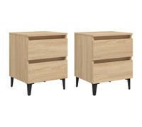 vidaXL 2x Bed Cabinets Sonoma Oak Engineered Wood Bedroom Desk Nightstand