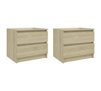 vidaXL 2x Bed Cabinets Sonoma Oak Engineered Wood Indoor Bedside Side Cabinet