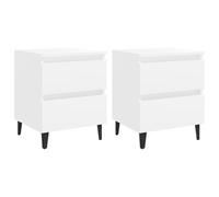vidaXL 2x Bed Cabinets White Engineered Wood Drawer Nightstand Home Furniture