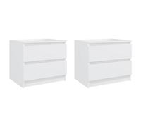 vidaXL 2x Bed Cabinets White Engineered Wood Indoor Bedside Storage Cabinet