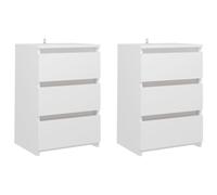 vidaXL Bed Cabinets 2 pcs White 40x35x62.5 cm Engineered Wood UK