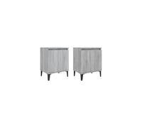 vidaXL 2x Bed Cabinets with Metal Legs Bedside Side Storage Bedroom Cabinet Furniture Home Indoor Table Nightstand Bed Table Grey Sonoma