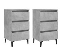 vidaXL 2x Bed Cabinets with Metal Legs Concrete Grey Nightstand Home Table