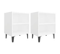 vidaXL Bed Cabinets with Metal Legs 2 pcs White 40x30x50 cm