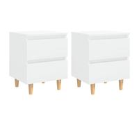 Vidaxl Bed Cabinets & Pinewood Legs 2 Pcs High Gloss White 40X35X50Cm