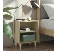 vidaXL 2x Bed Cabinets with Solid Wood Legs Sonoma Oak Bedroom Nightstand