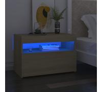 vidaXL 2x Bedside Cabinet & LED Lights Sonoma Oak Chipboard Furniture Bedroom