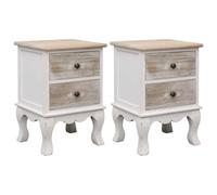 vidaXL 2x Bedside Cabinet Paulownia Wood Nightstand Table Bedroom Cabinet