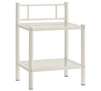 vidaXL 2x Bedside Cabinet White and Transparent Metal and Glass Nightstand