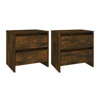 vidaXL 2x Bedside Cabinets Bedroom Furniture Nightstand Bedside Side End Couch Accent Table Bed Drawer Cabinet Telephone Stand Smoked Oak Chipboard