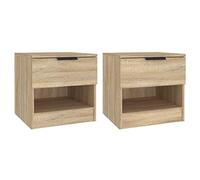 vidaXL 2x Bedside Cabinets Bedroom Furniture Nightstand End Table Telephone Stand Side Bed Drawer Cabinet with Storage Sonoma Oak Engineered Wood