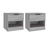 vidaXL 2x Bedside Cabinets Bedroom Furniture Nightstand End Table Telephone Stand Side Bed Drawer Cabinet with Storage Grey Sonoma Engineered Wood