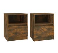 vidaXL 2x Bedside Cabinets Smoked Oak Engineered Wood Nightstand Side Table