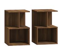 vidaXL 2x Bedside Cabinets Bedroom Nightstand End Table Telephone Stand Side Table Bed Drawer Cabinet with Storage Brown Oak Engineered Wood