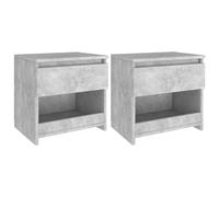 vidaXL 2x Bedside Cabinets Concrete Grey Engineered Wood Nightstand Drawers