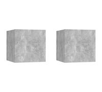 vidaXL 2x Bedside Cabinets Concrete Grey Engineered Wood Nightstand Table