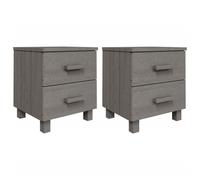 vidaXL 2x Bedside Cabinets HAMAR Light Grey 40x35x44.5cm Solid Wood Nightstand