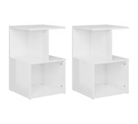 vidaXL 2x Bedside Cabinets High Gloss White Engineered Wood Bedside Table