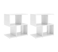 vidaXL 2x Bedside Cabinets High Gloss White Engineered Wood Furniture Set