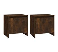 vidaXL 2x Bedside Cabinets Home Indoor Bedroom Nightstand Bedside Couch Bed End Side Table Cabinet Telephone Stand Furniture Smoked Oak Chipboard