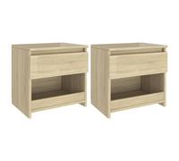 vidaXL 2x Bedside Cabinets Sonoma Oak Chipboard Nightstands Drawers Bedroom