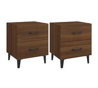 vidaXL 2x Bedside Cabinets Telephone Stand End Table Side Bedside Drawer Cabinet Home Indoor Bedroom Nightstand Furniture Brown Oak