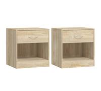 vidaXL 2x Bedside Cabinets with Drawer Oak Nightstand Chest Bedroom Table