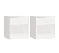 vidaXL 2x Bedside Cabinets with Drawer White Nightstand Chest Bedroom Table