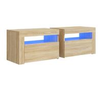 vidaXL 2x Bedside Cabinets with LEDs Sonoma Oak Nightstand End Table Cabinet