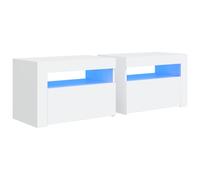 Vidaxl Bedside Cabinets 2 Pcs With Leds White 60X35X40 Cm