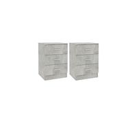 vidaXL 2x Bedside Chipboard Concrete Grey Night Table Bedside Cabinet Drawer Cabinet