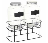 vidaXL 2x Beverage Dispensers with Tap Durable Metal Stand Screw Cap Great Seali