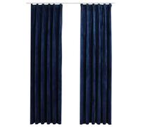 vidaXL 2x Blackout Curtains with Hooks Home Decor Bedroom Living Room Office Blind Window Covering Drape Drapery Velvet Dark Blue 140x245cm