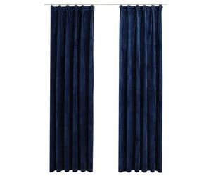 vidaXL 2x Blackout Curtains with Hooks Home Decor Bedroom Living Room Office Blind Window Covering Drape Drapery Velvet Dark Blue 140x245cm