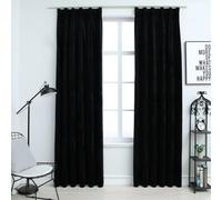 vidaXL Blackout Curtains 2 pcs with Hooks Velvet Black 140x245 cm UK NEW