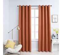 vidaXL 2x Blackout Curtains with Metal Rings Rust 140x175cm Blind Drapery