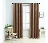 vidaXL 2x Blackout Curtains with Metal Rings Velvet Beige 140x175cm Blind