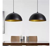 vidaXL 2x Ceiling Lamp Height-adjustable Semi-spherical Black Lighting Fixture