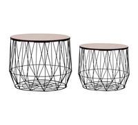 vidaXL 2x Coffee Table Black Couch Table Storage Basket Side Stand Tea Unit