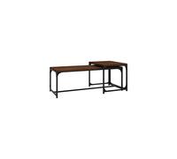 vidaXL 2x Coffee Tables Living Room Sofa Side Couch Centre Accent End Tea Telephone Coffee Table with Adjustable Legs Brown Oak Engineered Wood