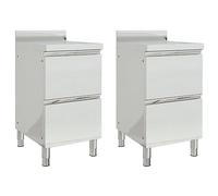 vidaXL 2x Commercial Kitchen Cabinets with 2 Drawers Home Hotel Equipment Storage Drawer Cabinet Working Table Restaurant Cupboard Stainless Steel