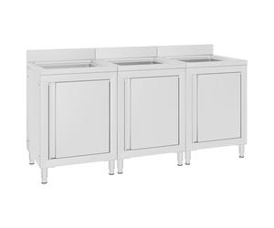 vidaXL 2x Commercial Kitchen Sink Cabinets Stainless Steel Restaurant Cupboard