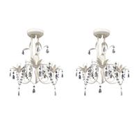 vidaXL 2x Crystal Pendant Ceiling Lamp Chandeliers Elegant White Indoor Lamp