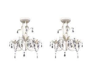 vidaXL 2x Crystal Pendant Ceiling Lamp Chandeliers Elegant White Indoor Lamp