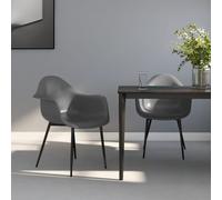 vidaXL 2x Dining Chairs Grey PP Home Kitchen Dining Room Dinner Chair Seating