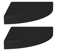 vidaXL 2x Floating Corner Shelves Black 25x25x3.8 cm MDF Display Hanging Rack