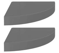 Vidaxl Floating Corner Shelves 2 Pcs High Gloss Grey 25X25X3.8 Cm Mdf