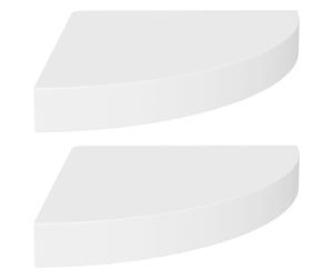 vidaXL 2x Floating Corner Shelves White 25x25x3.8 cm MDF Display Hanging Rack