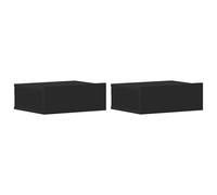 vidaXL 2x Floating Nightstand Black Engineered Wood Wall-mounted Bedside Shelf